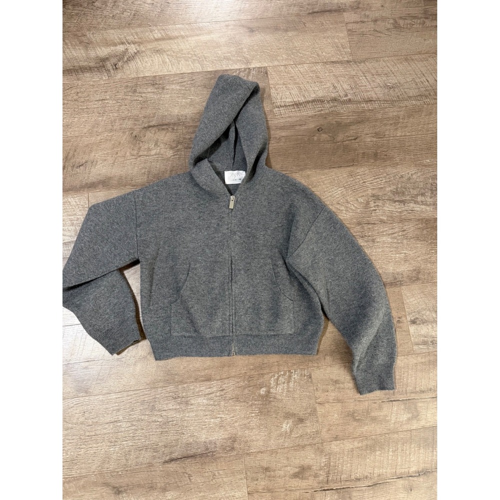 Zara Kids Gray Knit Full Zip Hoodie Sweater Size 11-12 152cm Heathered Gray